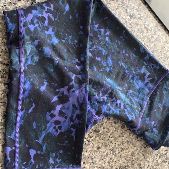 Lululemon purple, black and green floral leggings. - Picture 2 of 4